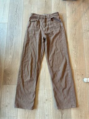 Motel denim soft Fall Brown wide Leg Jeans long length soft cotton Xs
